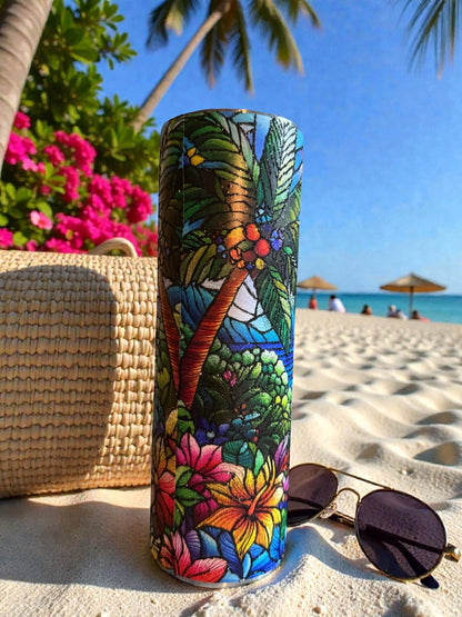 30 Ounce stained glass Beach scene