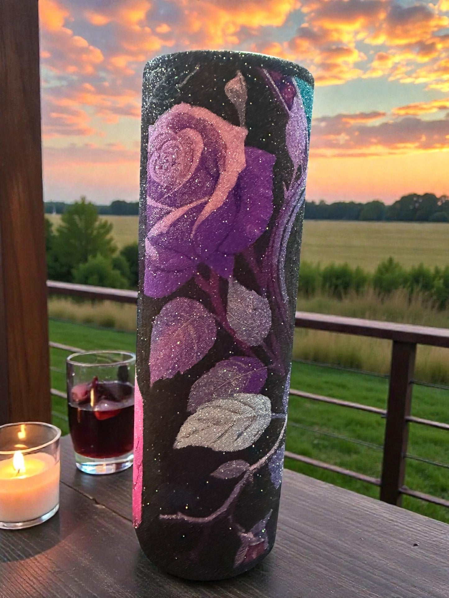 30 Ounce Purple Pink Roses