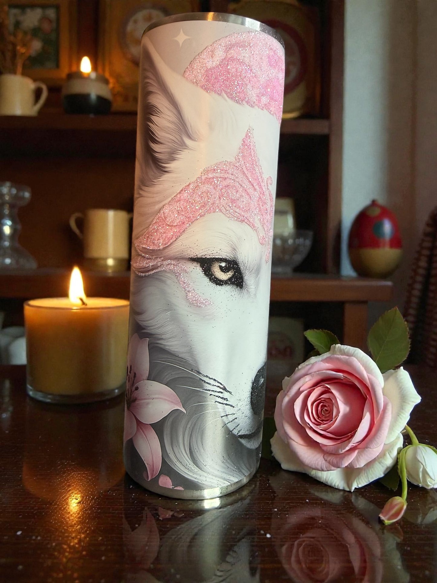 30 Ounce Half Black and White Wolf