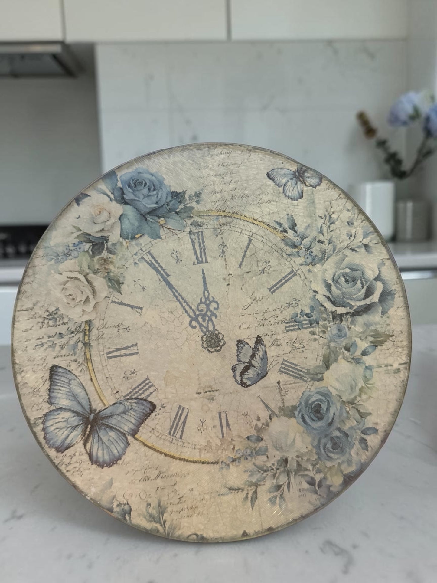 Blue Floral Butterfly Trivet