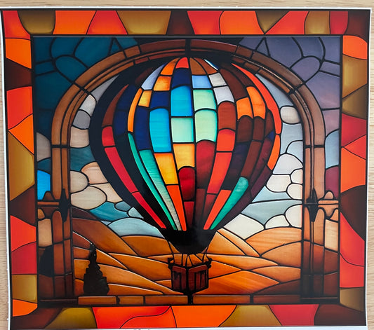 Hot Air Balloon Stained Glass Tumbler 20 Ounve