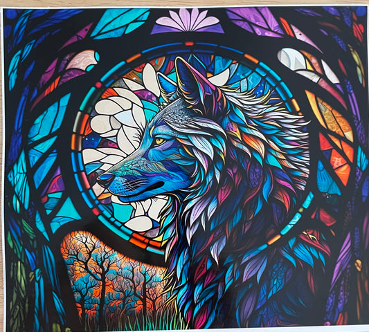 Wolf Stained Glass Tumbler 20 ounce