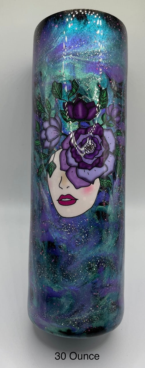 30 Ounce Multicolor Tumbler Lady Face and Flower