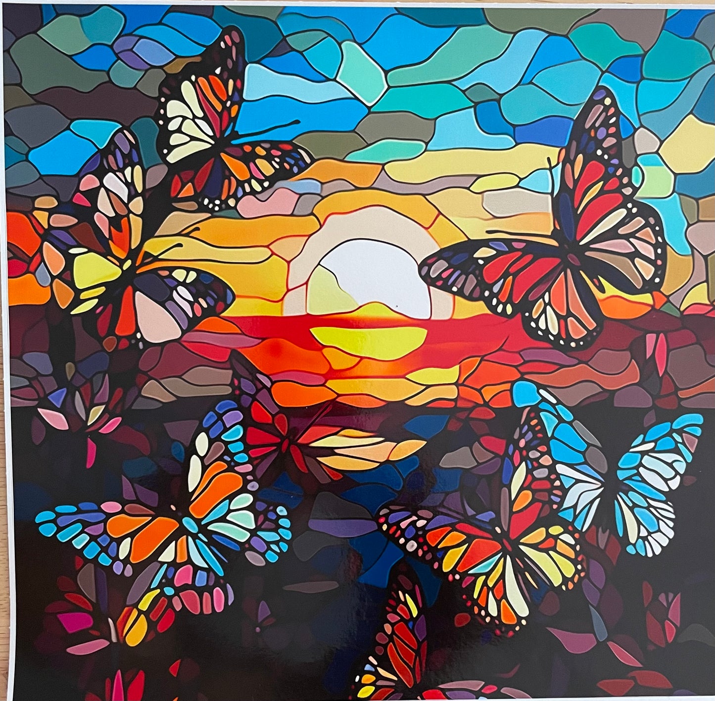 30 Ounce Stained Glass Monarch Butterflies