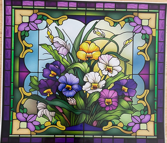 Stained Glass Pansies 20 Ounce