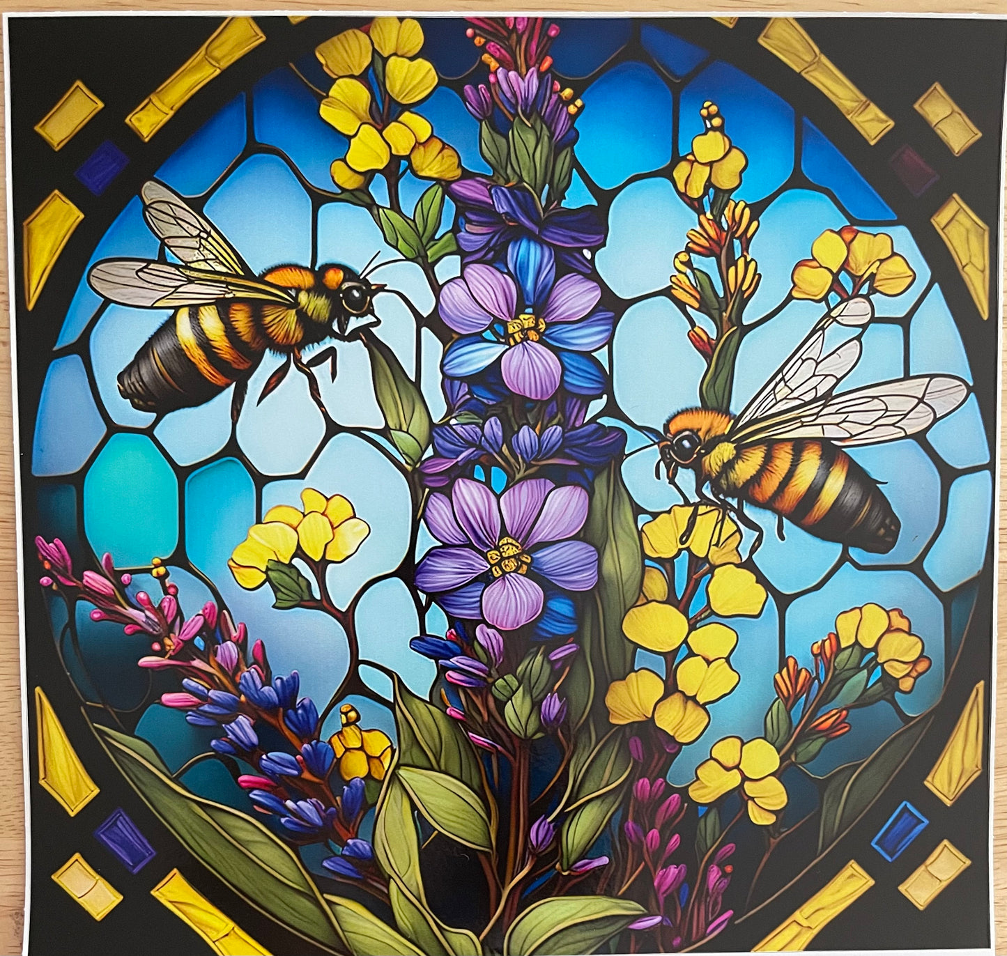 30 Ounce Stained Glass Bee and Flowers Tumbler