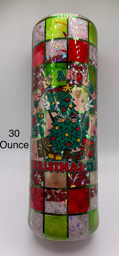 30 Ounce Christmas Quilt Rockin Around the Christmas Tree Tumbler