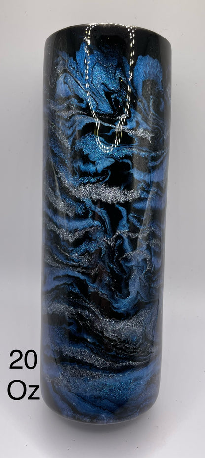 20 Ounce Tumbler Swirls Black and Blue