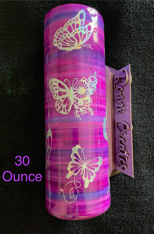 30 Ounce Butterflies on purple inks