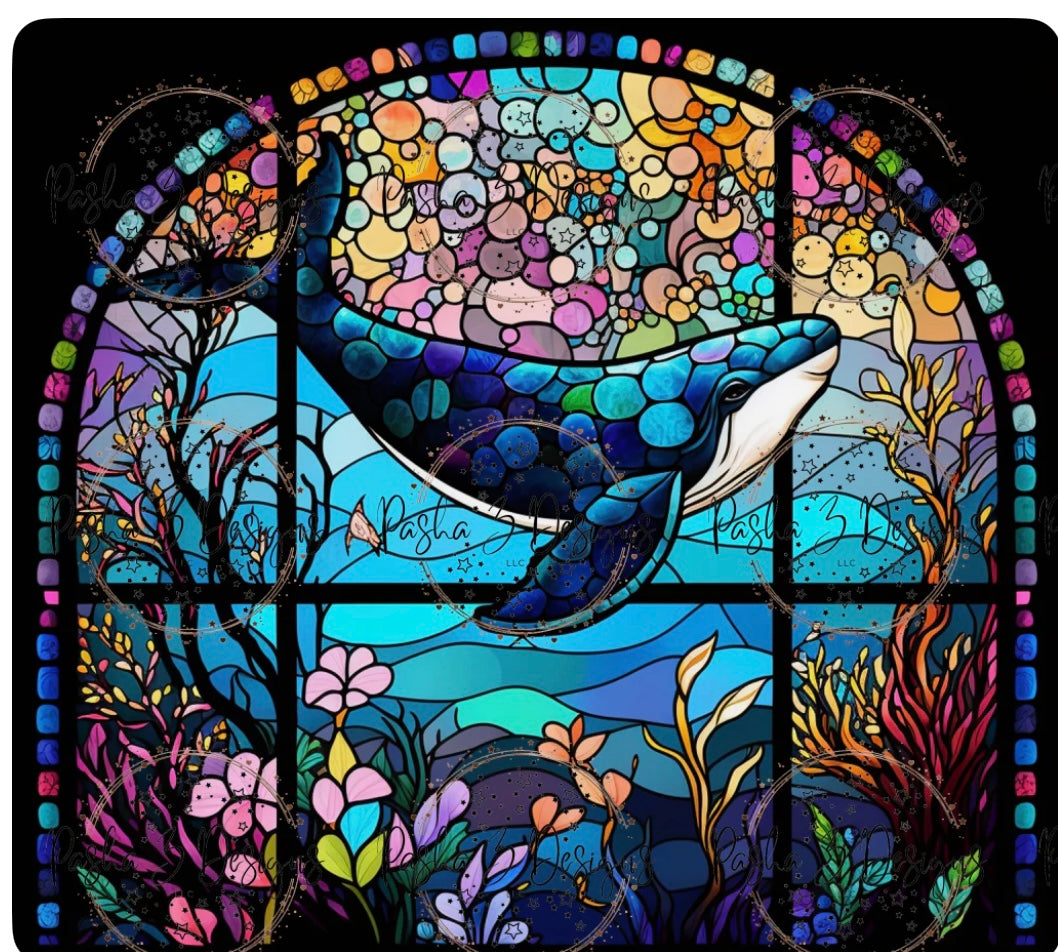 35 Ounce Stained Glass Blue Whale