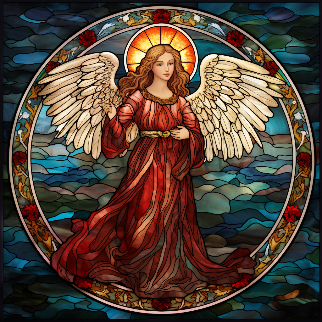 Red Angel Stained Glass Glittered Design