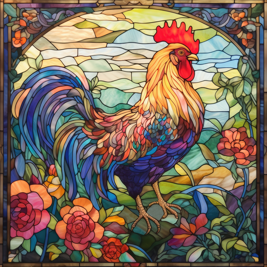 30 Ounce Rooster Stained Glass Design